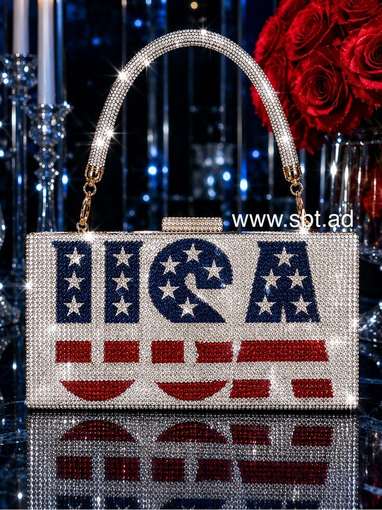 Sparkling Bling Things Handbags - NWT Beautiful Sparkling Bling Swarovski Crystal American Flag Clutch Pur…
